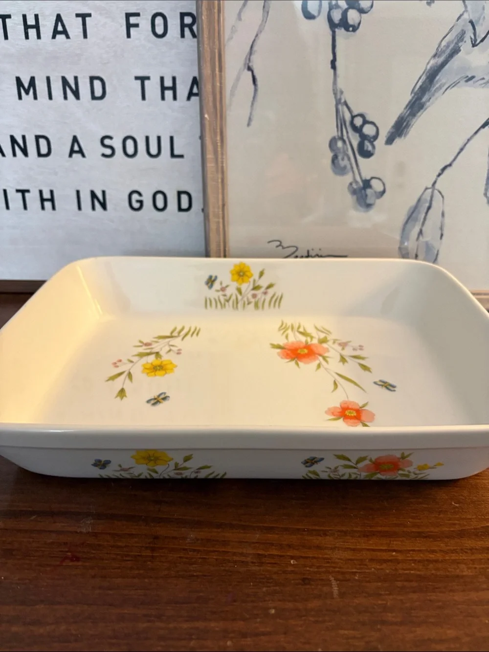 ANDREA SADAK Country Flower Rectangular Baker Ceramic Baking Dish Casserole
